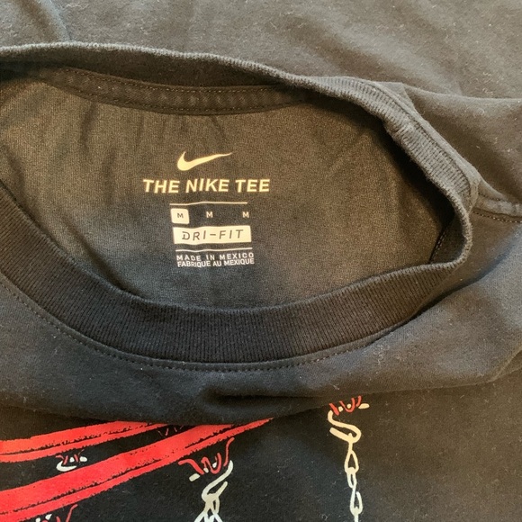 Nike Black Tee with Red Swoosh Design - Picture 3 of 4